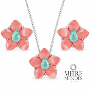 Conjunto Flor Baquelite Coral