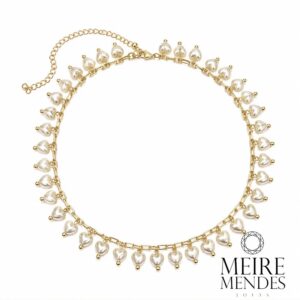 Colar Choker Coração Pérolas Shell