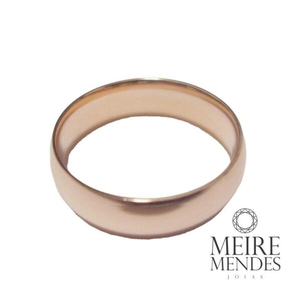 Aliança Ouro 18 k Rosê Com Coração Vazado Na Feminina- 6 mm - Imagem 5