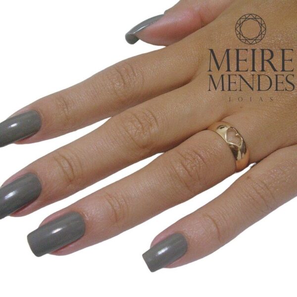 Aliança Ouro 18 k Rosê Com Coração Vazado Na Feminina- 6 mm - Imagem 3