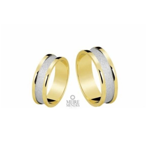 Aliança Bodas de Prata Em Ouro 18 k Diamantada