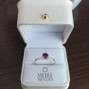 Anel Solitário Cálice Duplo Ouro 18 k
