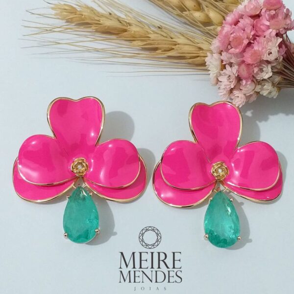 Brinco Flor Esmaltada