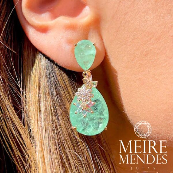 Brinco Gota Esmeralda Colombiana - Imagem 3