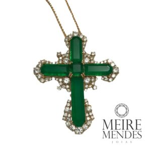 Gargantilha Crucifixo Fusion Esmeralda