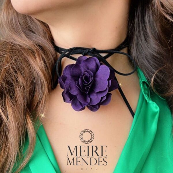 Colar Flor Tecido - Imagem 3