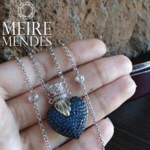 Colar Perfumeiro Coração Azul
