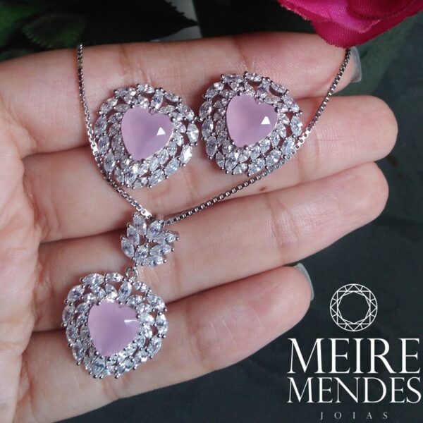 Conjunto Coração Quartzo Rosa - Imagem 2
