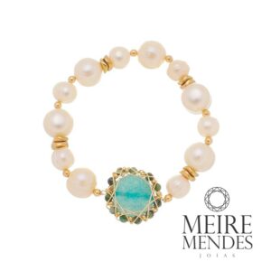 Pulseira Pérolas Pedra Natural