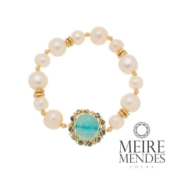 Pulseira Pérolas Pedra Natural