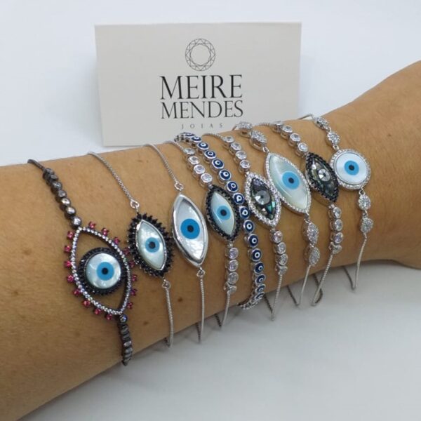Pulseira Ajustável Olho Grego Redondo - Imagem 2