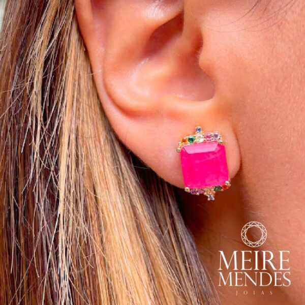 Conjunto Crucifixo Fusion Turmalina Rosa - Imagem 2