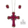Conjunto Crucifixo Fusion Turmalina Rosa