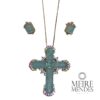 Conjunto Crucifixo Fusion Turmalina Água Marinha