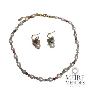 Conjunto Pérolas Pedras naturais