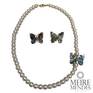 Conjunto Pérolas Borboleta Abalone